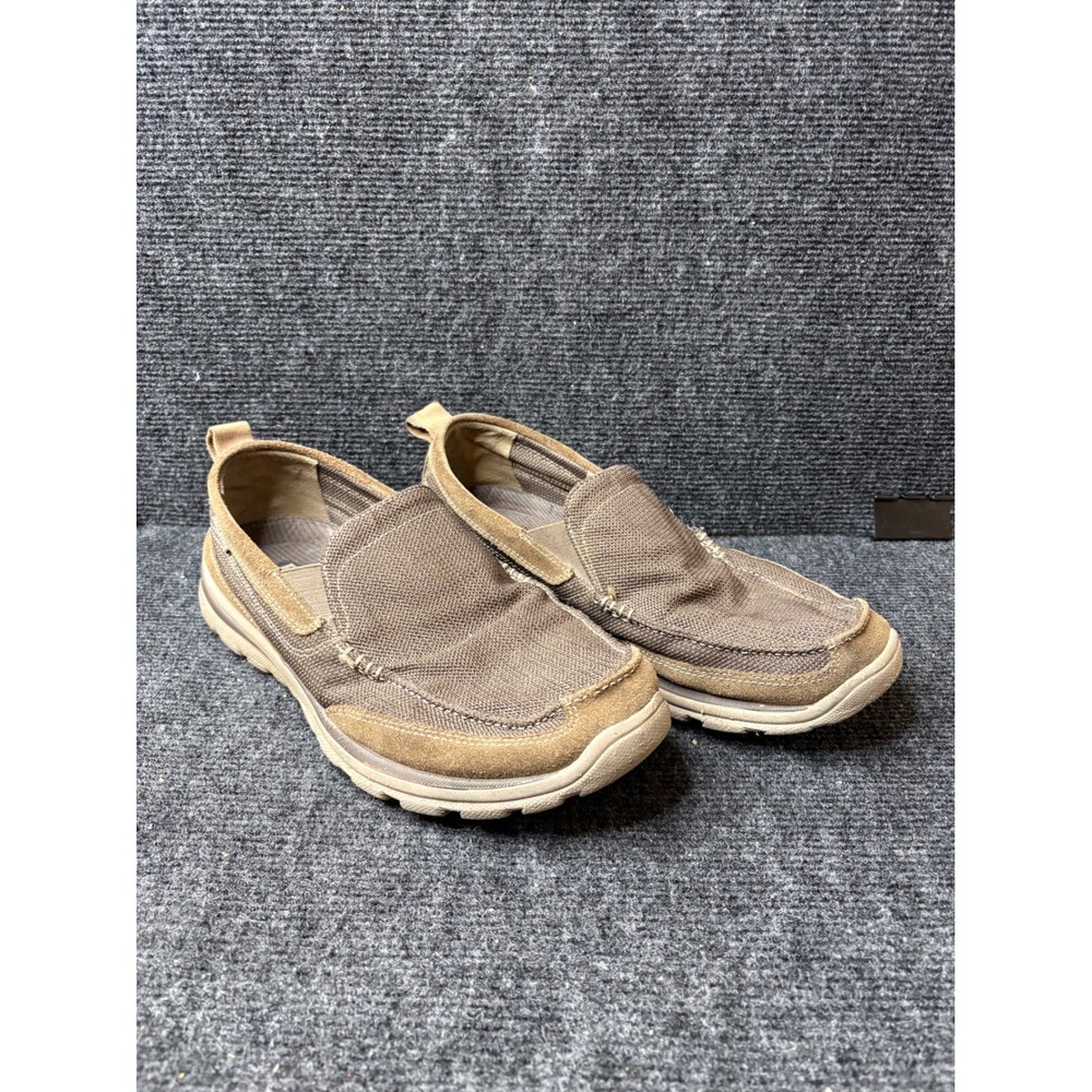Skechers Relaxed Fit Memory Foam Mens 10.5 Light Brown Loafers 64365 LTBR